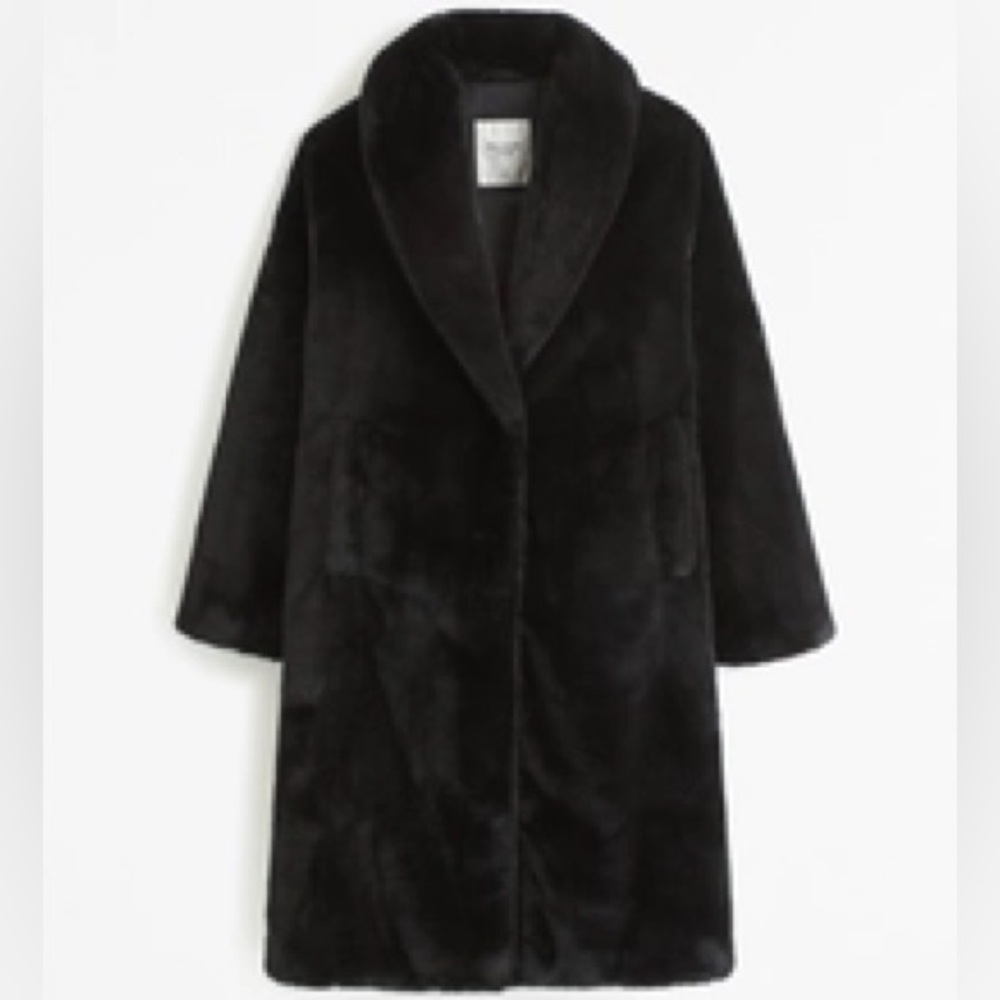 Abercrombie and Fitch Faux Fur Long-Length Coat, Size Small… NEW!